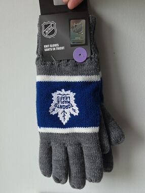 NHL Toronto Maple Leafs Gray, Royal Blue & White Knit Gloves
